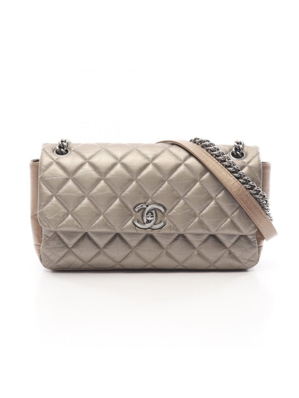 Chanel Shoulder Bag Quilted Blanc Calfskin Flap Double Chain